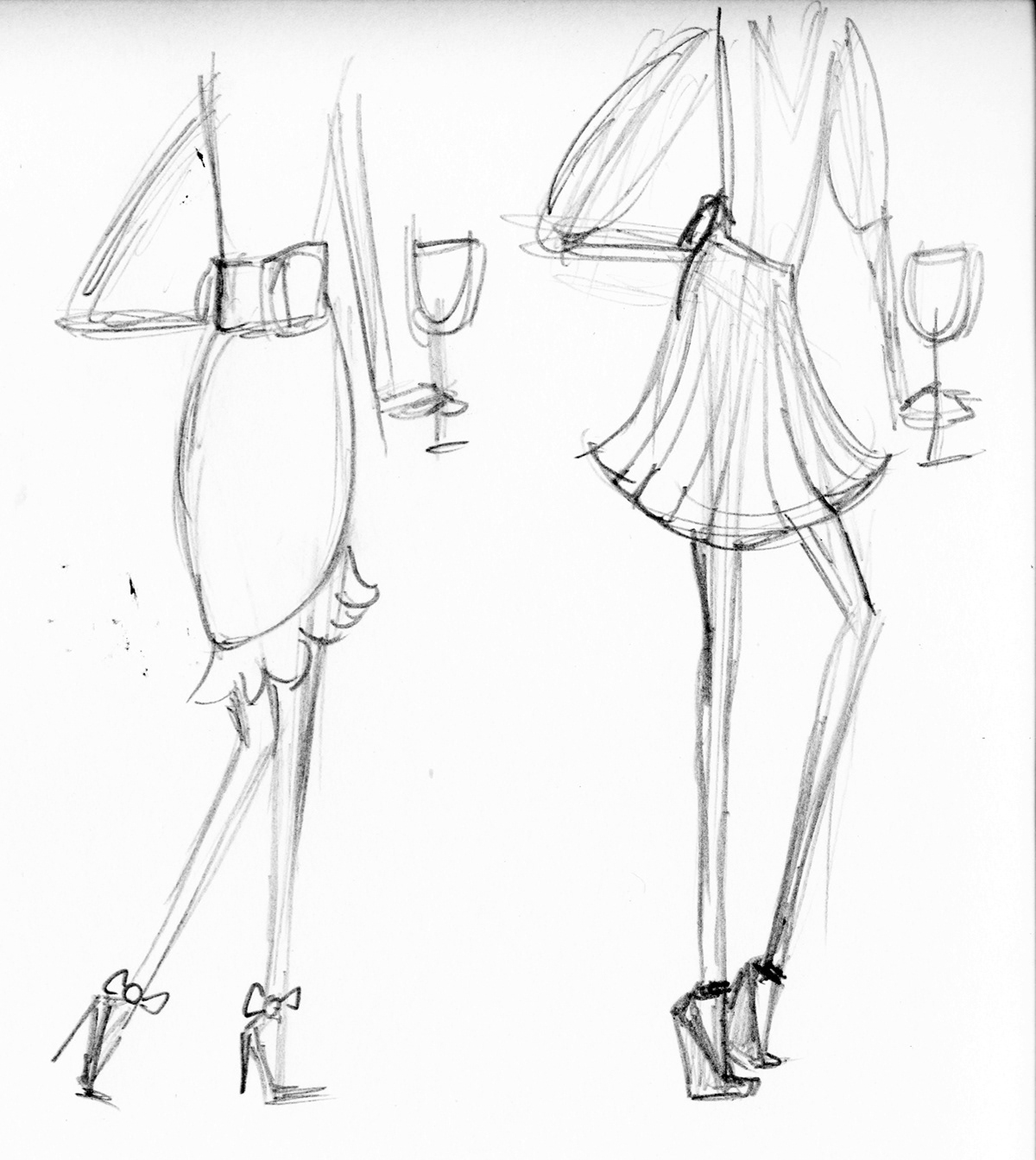 wine label  hand drawn cute girls fashion illustration