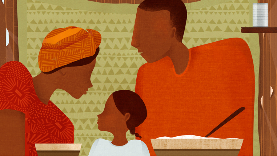illustrated africa explainer video motion rural families people shapes graphic texture Silhouette pattern