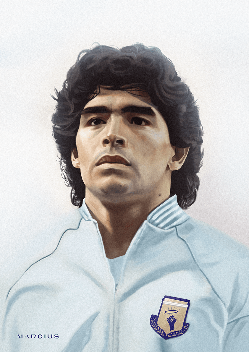 belas artes digital painting fine art football maradona portrait Realism