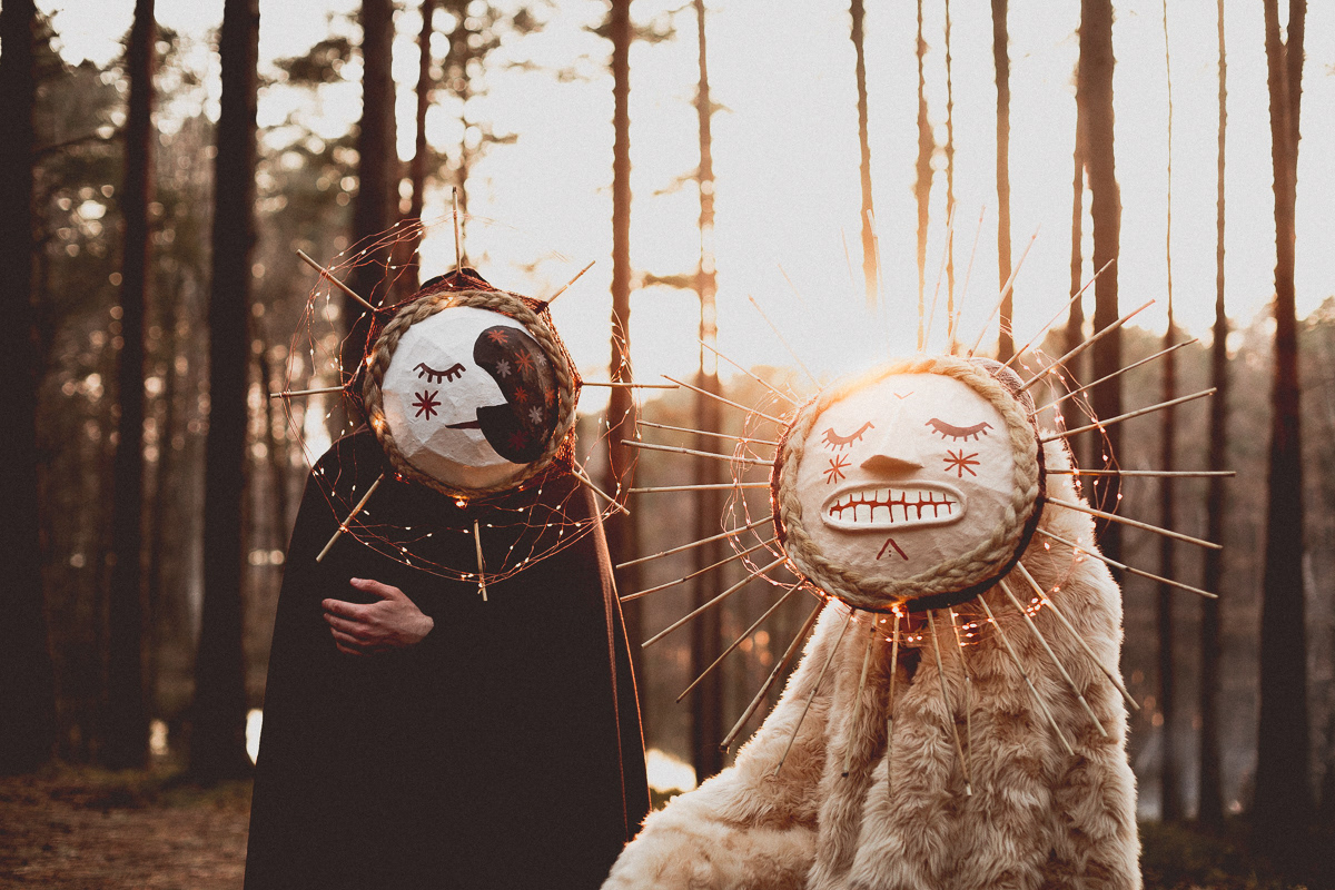 Folklore mask masked creature mummers pagan sun and moon  sun mask Winter Solstice yule samhain