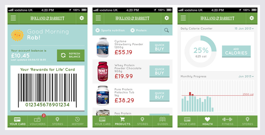 Mobile app Holland and Barrett concept