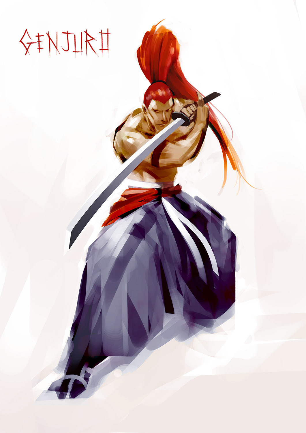 anime/manga samurai Showdown spirit katana red hair shaman fire woman appears night stars guard sentinel sci-fi