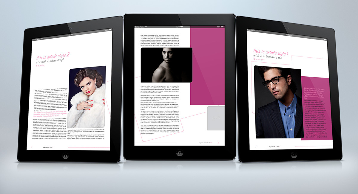art brochure digital elegant flexible fresh fuccsia InDesign magazine indesign template Layout modern modular newsletter newspaper