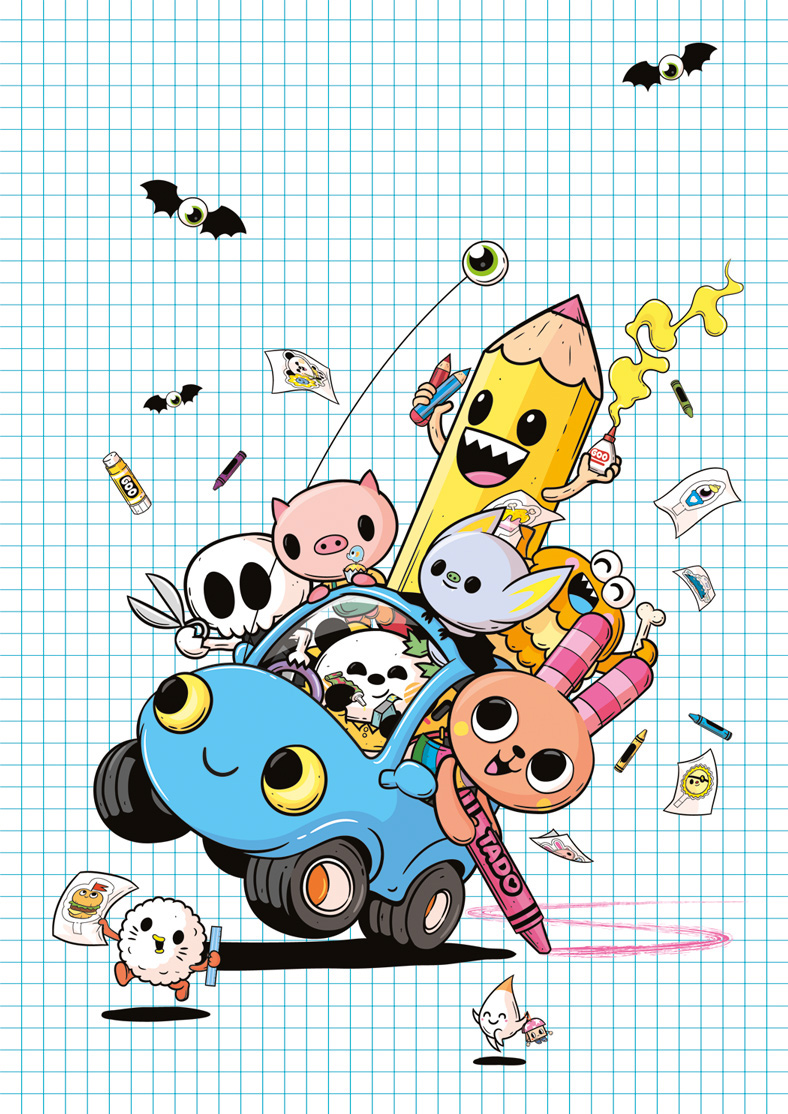 Canon Pixmatown car poster characters Fun cute kawaii Tado