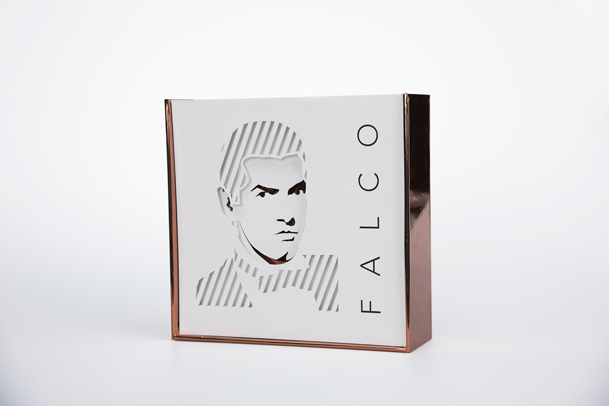 falco vinyl Musik Sonderedition special edition Schallplatte box austropop copper Kupfer White cover face laser wien