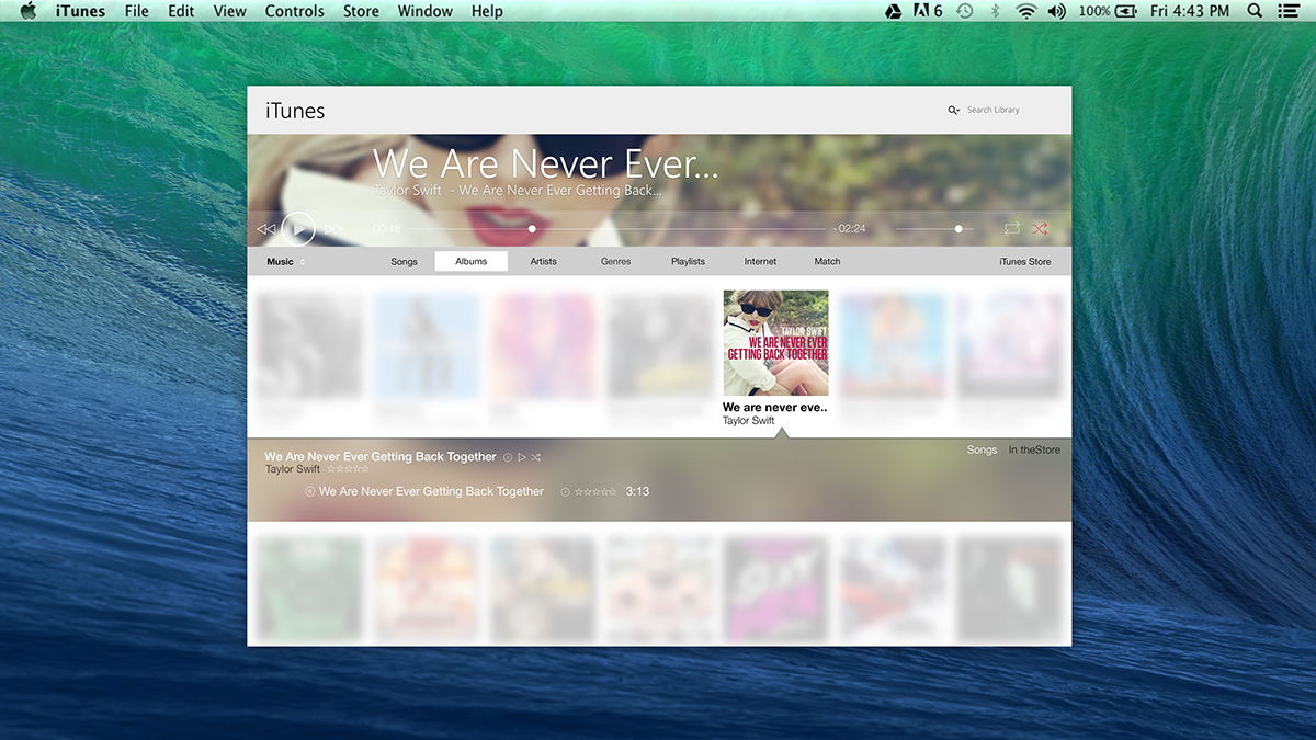apple itunes redesign UserInterface musicplayer