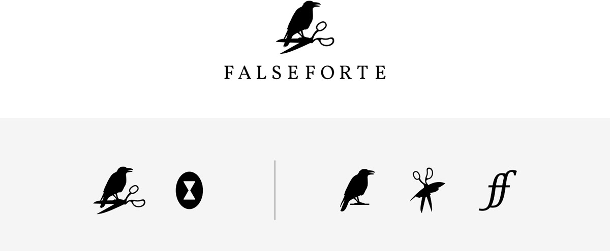 branding  crow design process hourglass logo raven scissors typography  
