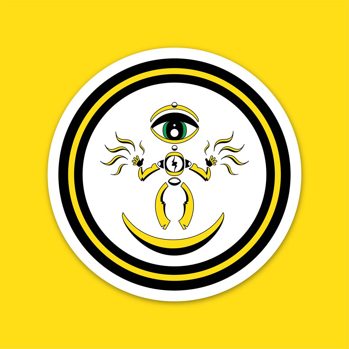 sticker design graphic design  color eye Cirlce energy radiate ILLUSTRATION  Character