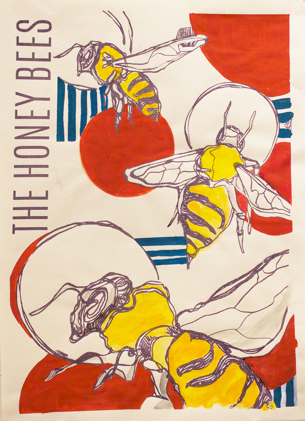 honeybees silkscreen poster posterdesign silkscreenposter advocacy advocacyart surfacedesign bandposters bees honeycomb