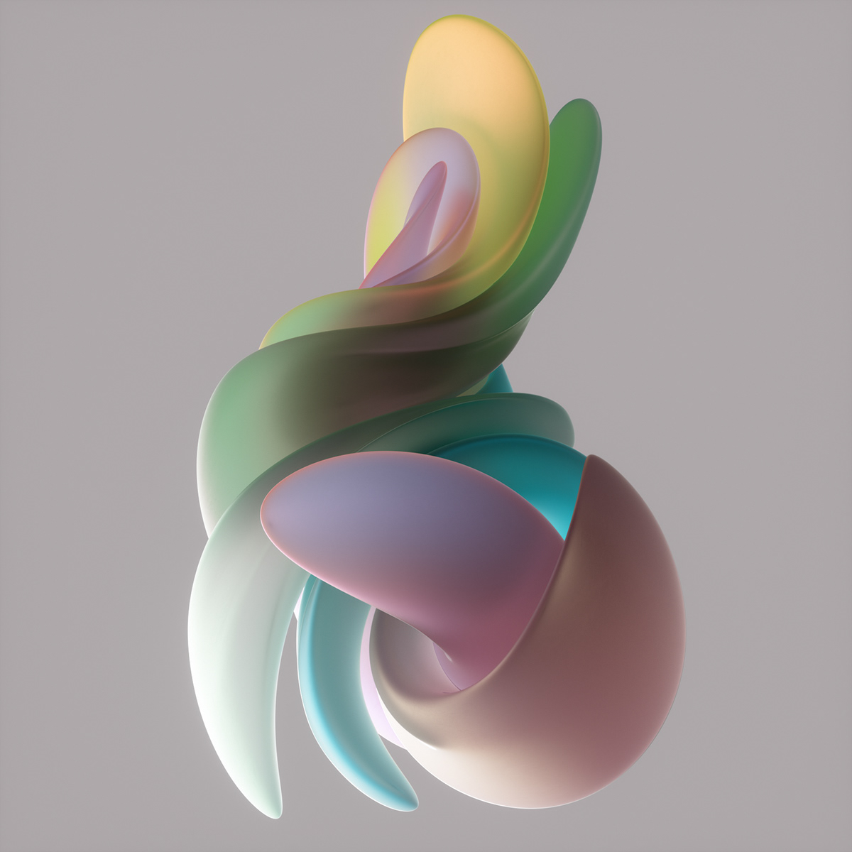 3D abstract curves Forms organic smooth tactile translucent transparent