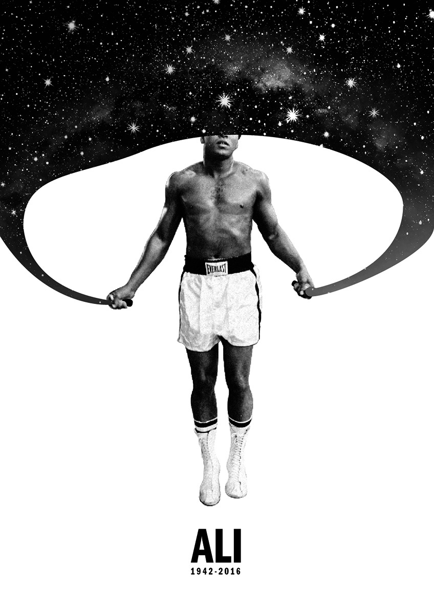 Muhammad ali classius clay box sport legend poster heaven SKY Eternity jump jumping train Boxer