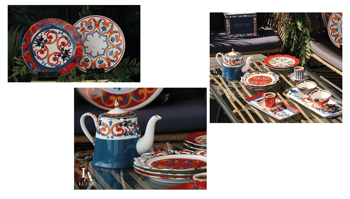 ART ON CERAMIC cup dinnerware illustration ceramics pattern design  plate porcelain tableware set teaset