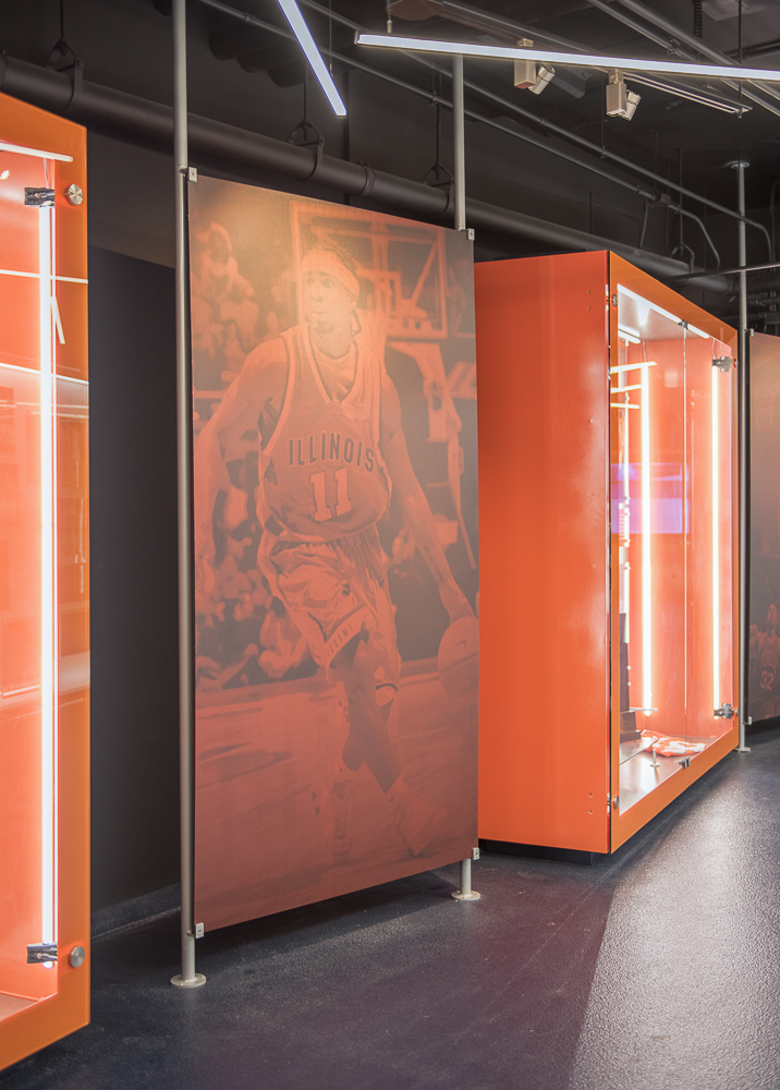 basketball Hall of Fame exhibit illinois college sports Univeristy environmental graphics fabrication