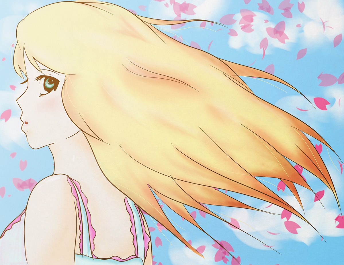 Ullustration anime style art anime Fan Art serenity Cherry Blossom blonde anime girl