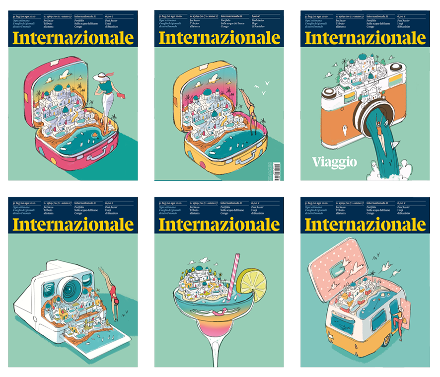 editorial ILLUSTRATION  internazionale magazine santorini suitcase summer Travel trip viaggio