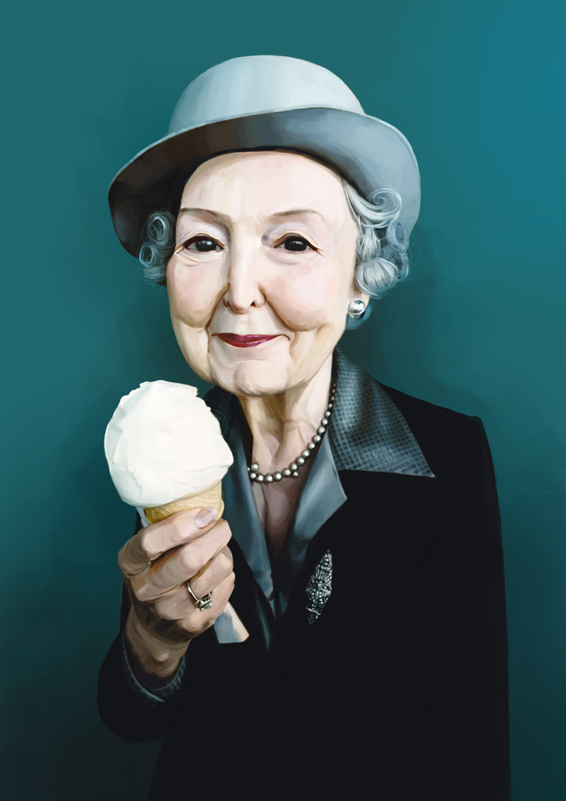 portrait Dina Goldstein photoshop old lady ice cream