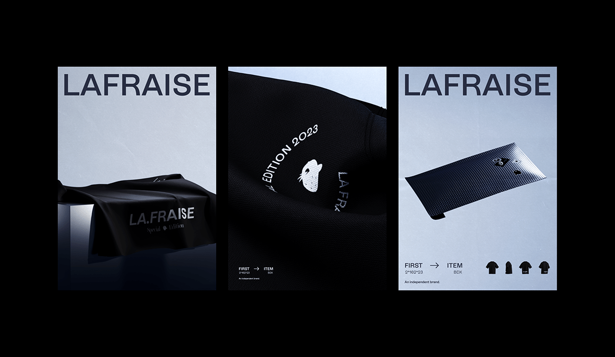3D branding  CGI Clothing Lafraise logo t-shirt textile visual identity