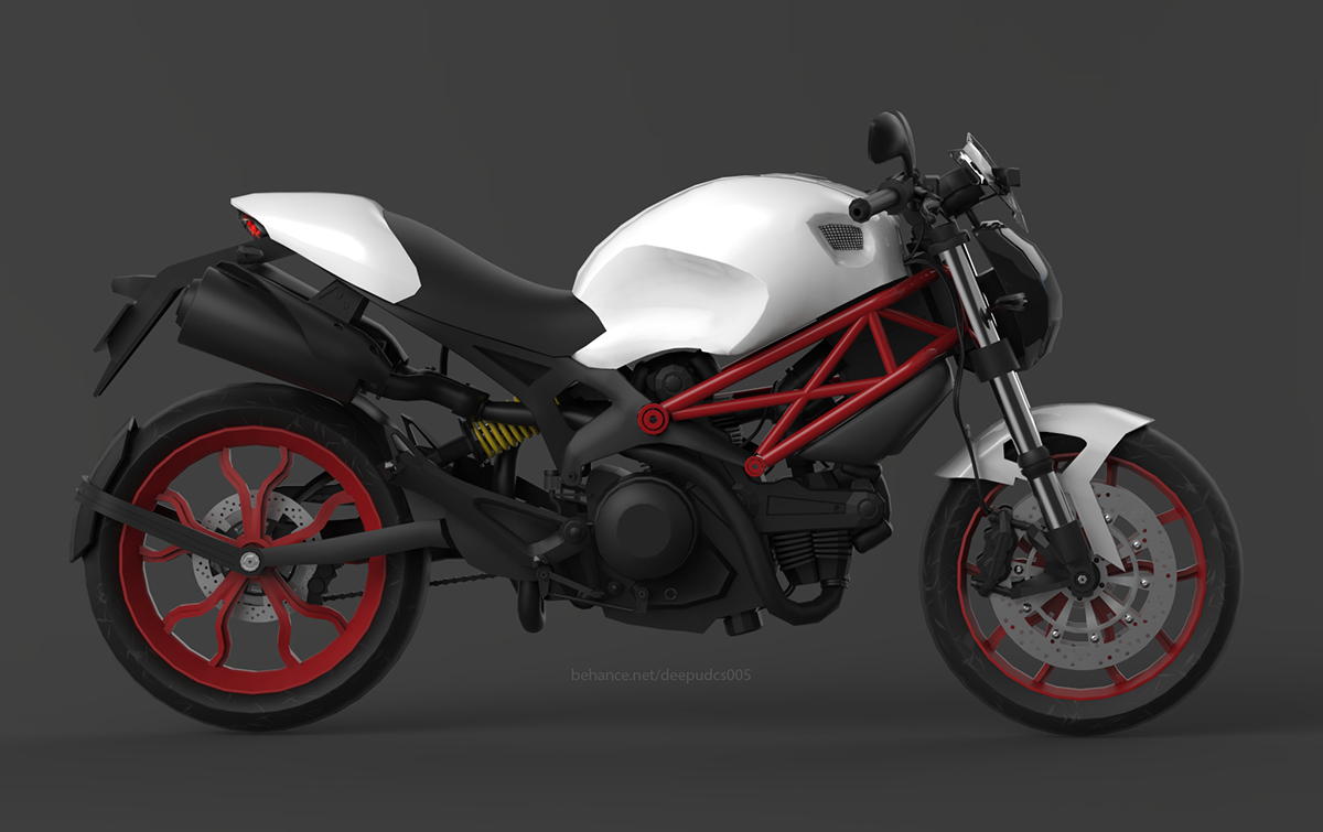 Bike Ducati monser yamaha fz1 FZ16 Maya automobile realistic modeling. inspire