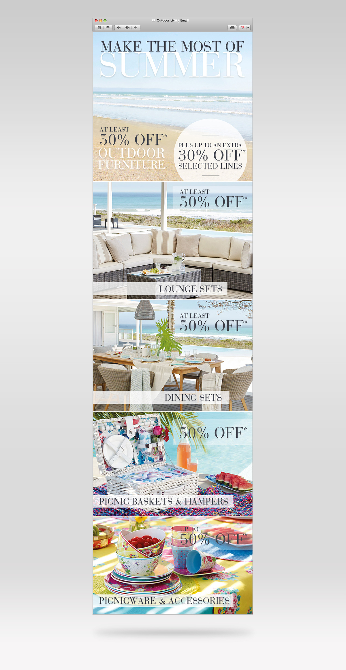 Email Design Retail womenswear home furniture Layout