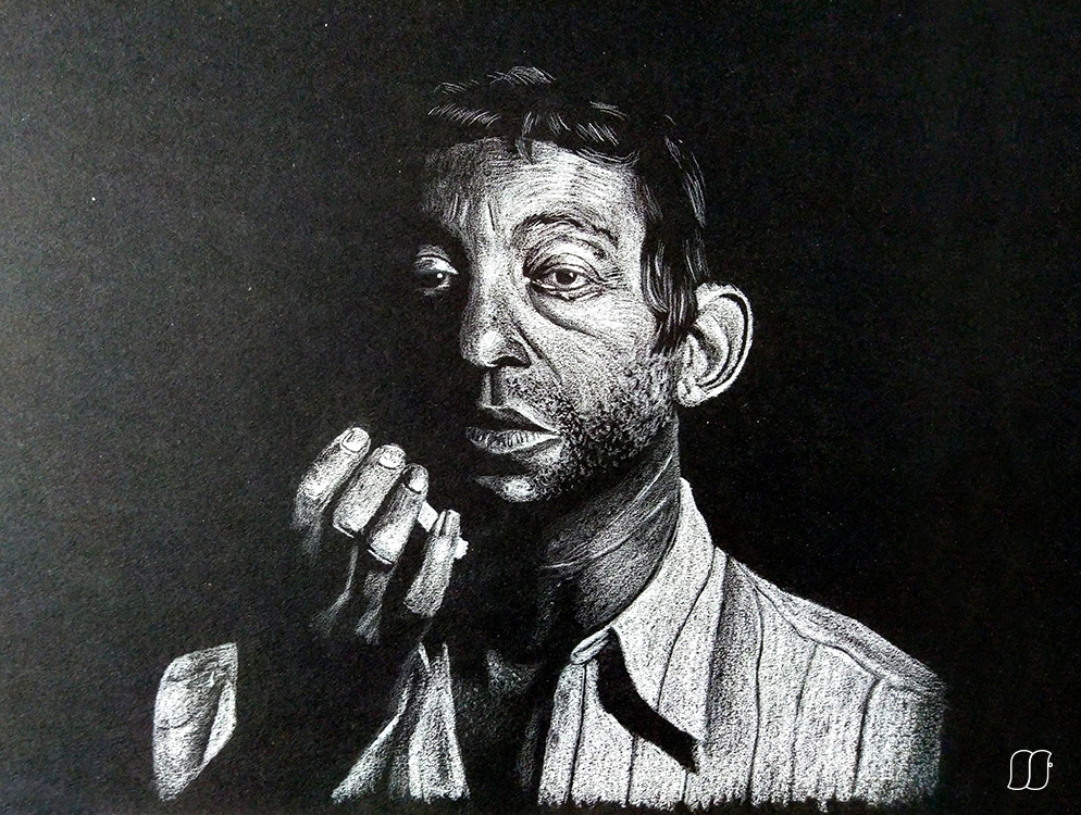 cover Drawing  music portrait Serge Gainsbourg vinyl gainsbourg ILLUSTRATION  fabien souhard