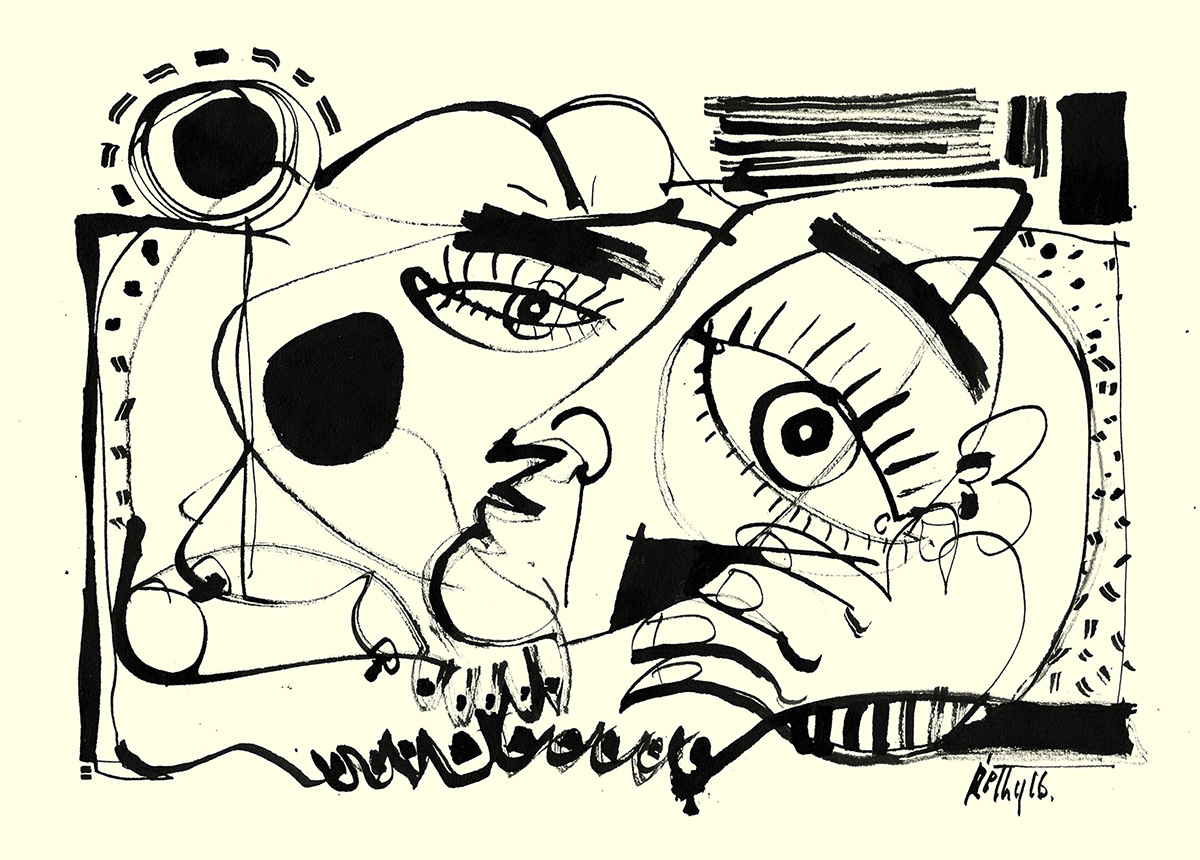 modern abstract grotesque ink 5wingerone Drawing 