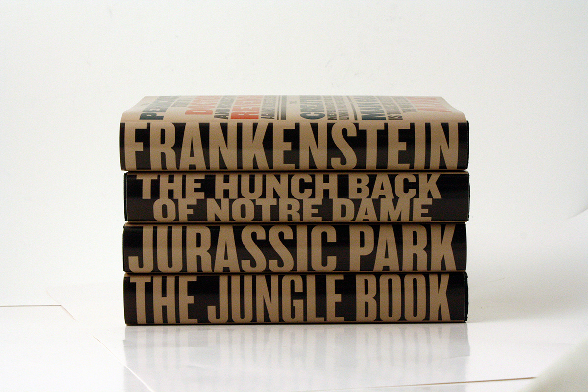 frankenstein The Hunchback of notre dame The Jungle Book jurassic park book covers cover design