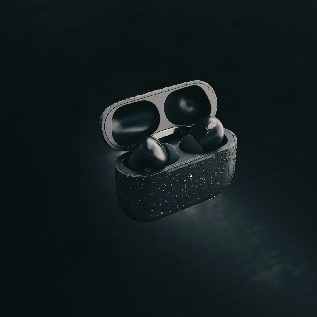 AirPods pro apple blender product visualization black matte realistic render Wireless Headphones
