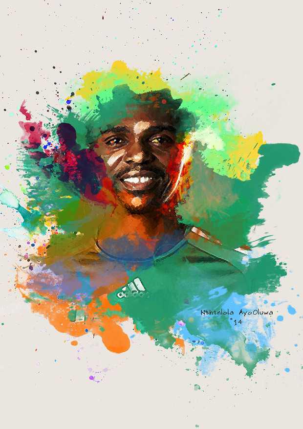 Nwankwo Kanu adiddas Nigerian football green watercolour