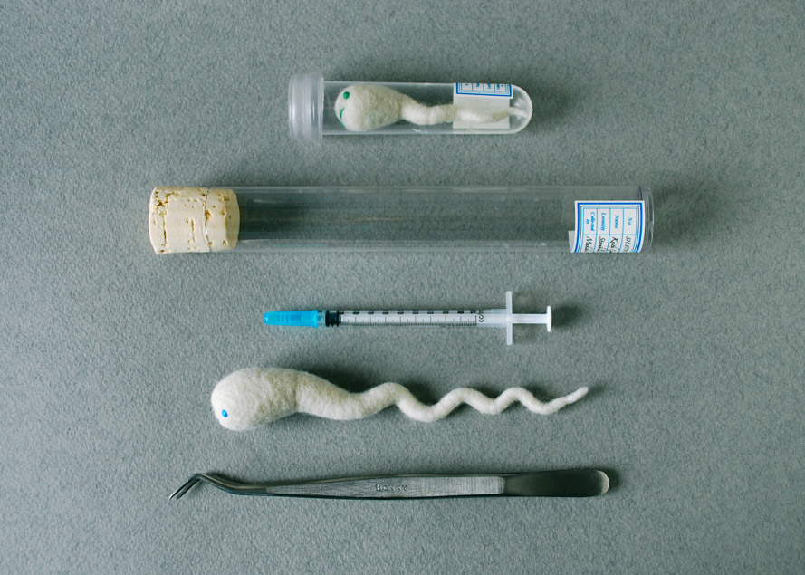 felt sperm handmade specimen science art tube needlefelt plush toy fiber art