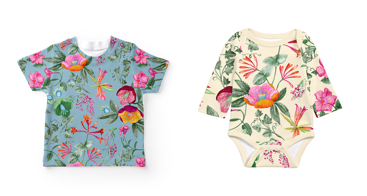 floral pattern pattern design  hand drawn kidswear Childrenswear apparel graphic design  summer collection