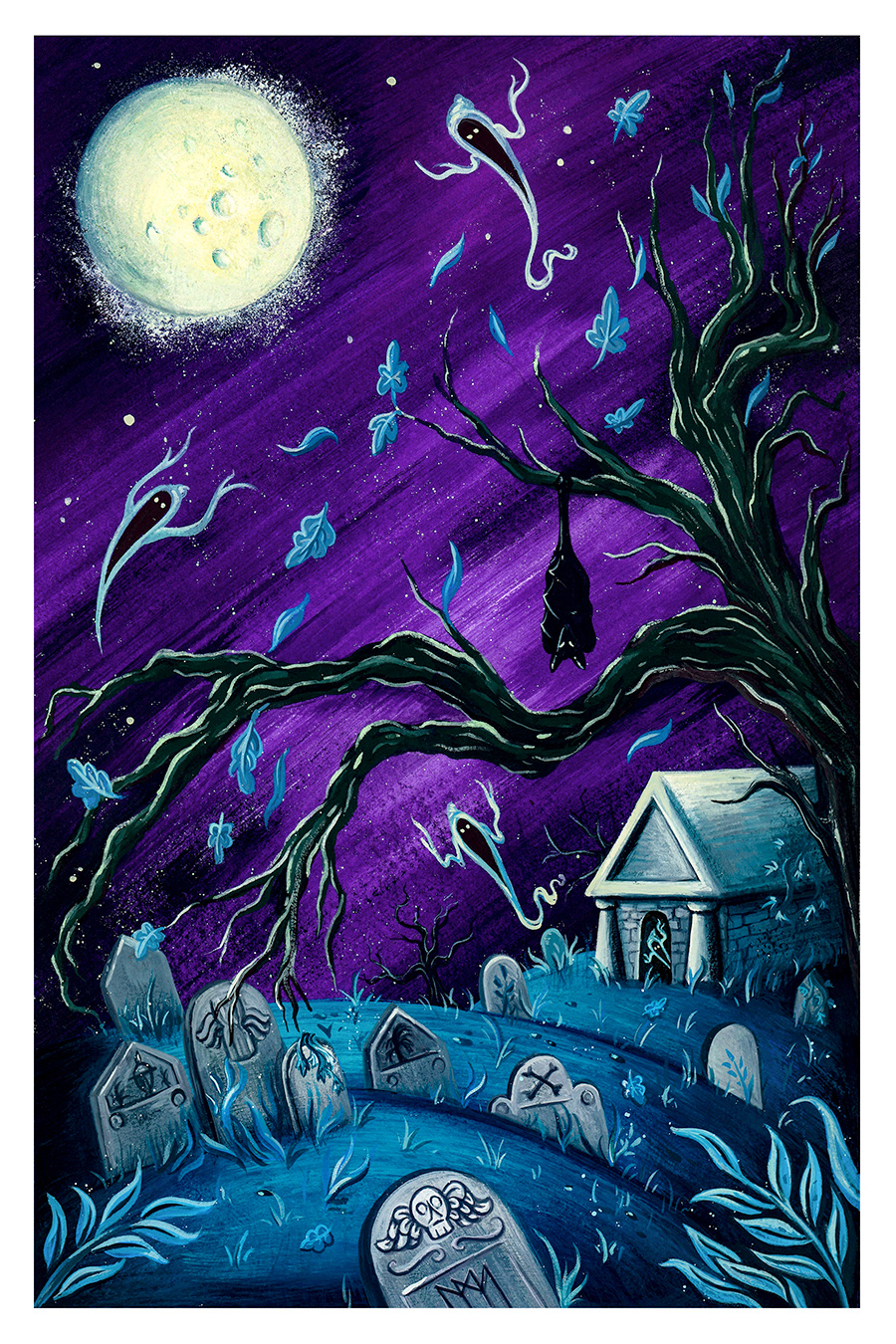 cemetery Ghosts graveyard Halloween haunts moon