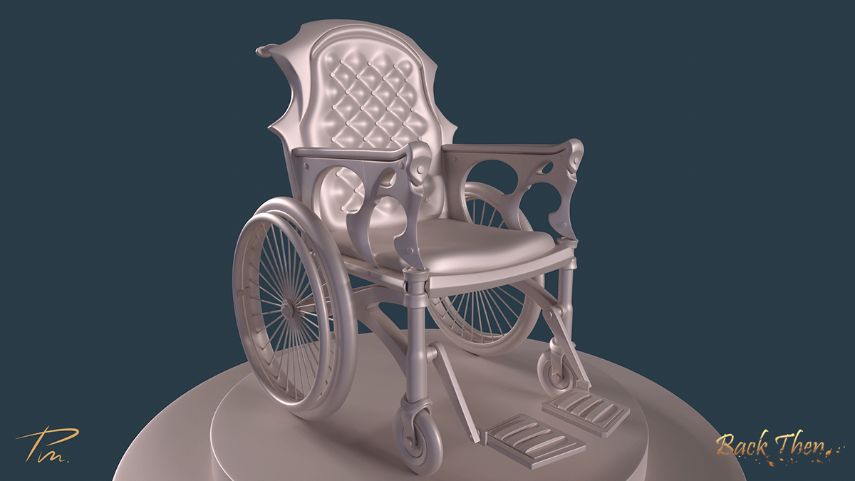 3D 3dsmax CGI Digital Art  game props Render Substance Painter Victorian wheelchair