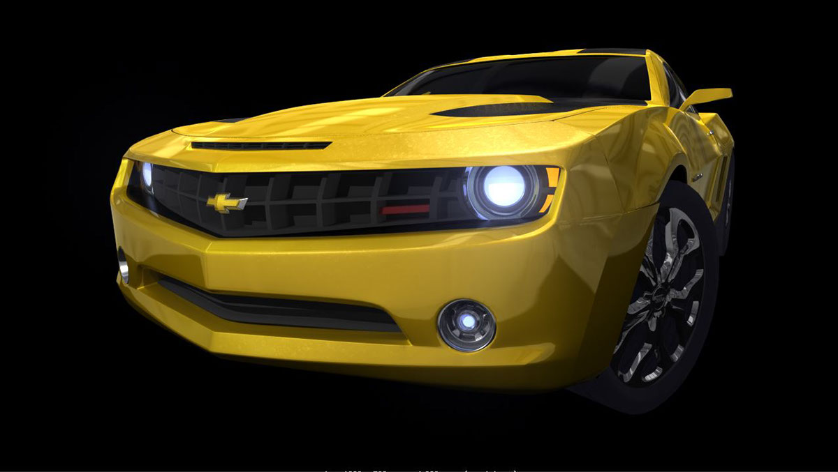 Maya car modeling Bumblebee transformer camaro rendering light studio