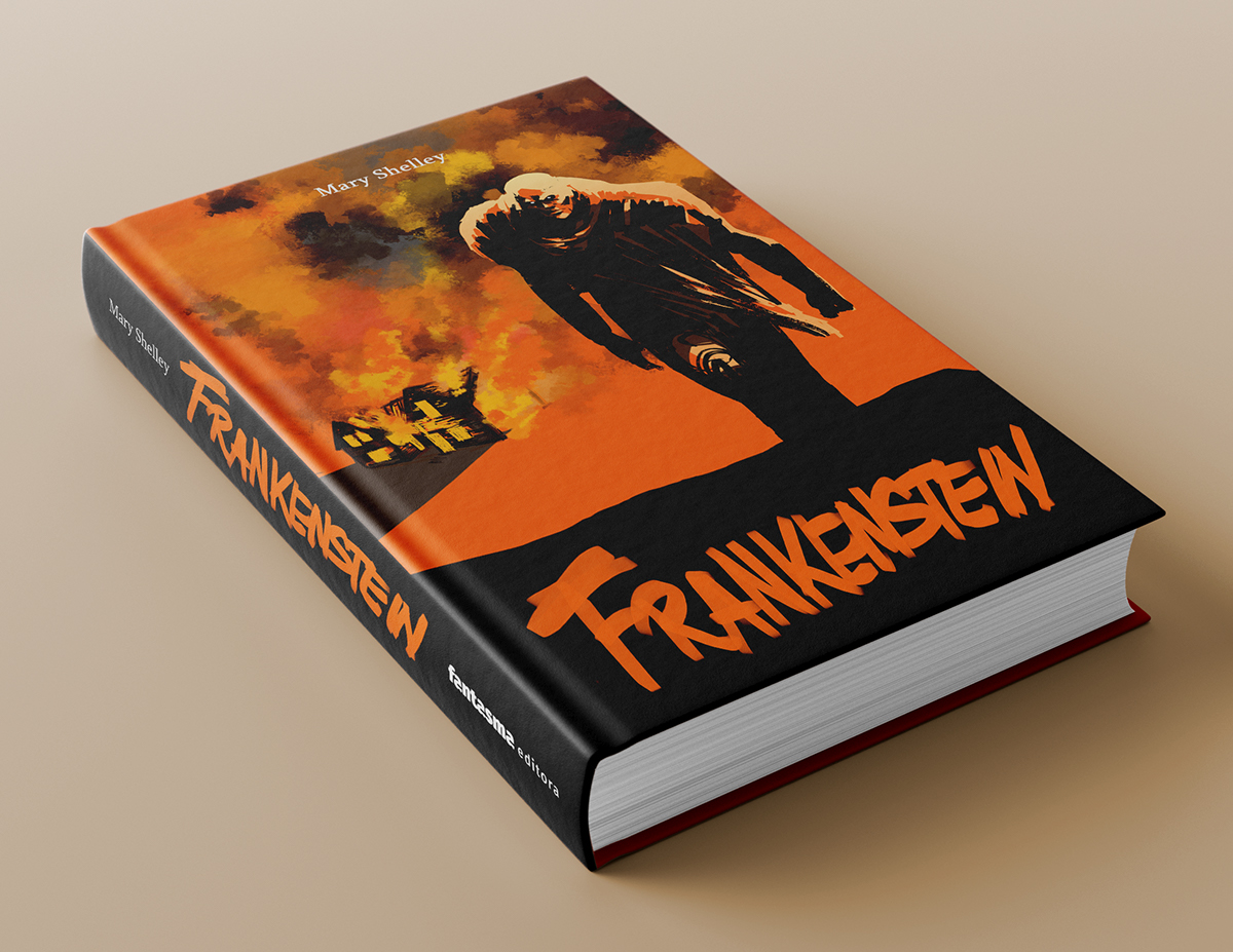 frankenstein Mary Shelley book poster horror literatura Capa design Livro Terror