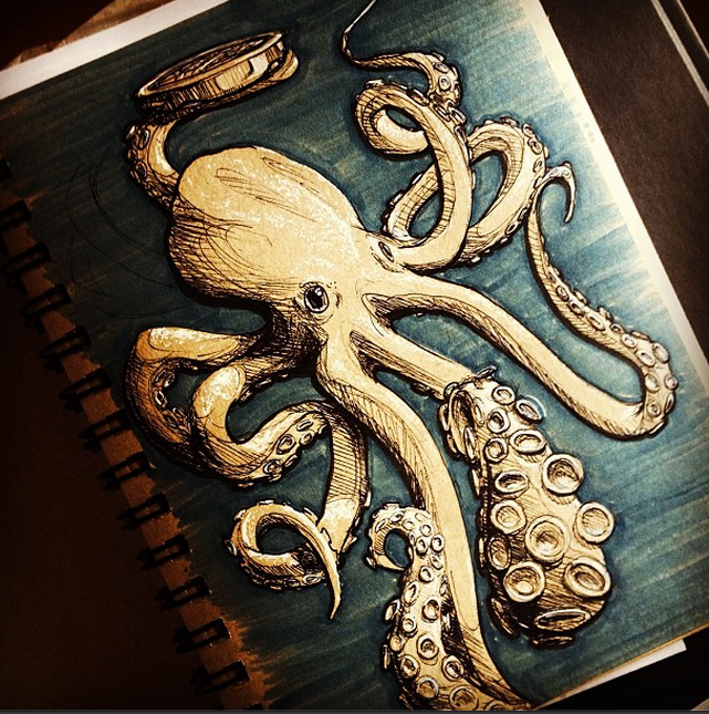 skull octopus birds draw sketching doodles falcon sketch sketchbook design skeleton death ink tattoo paint