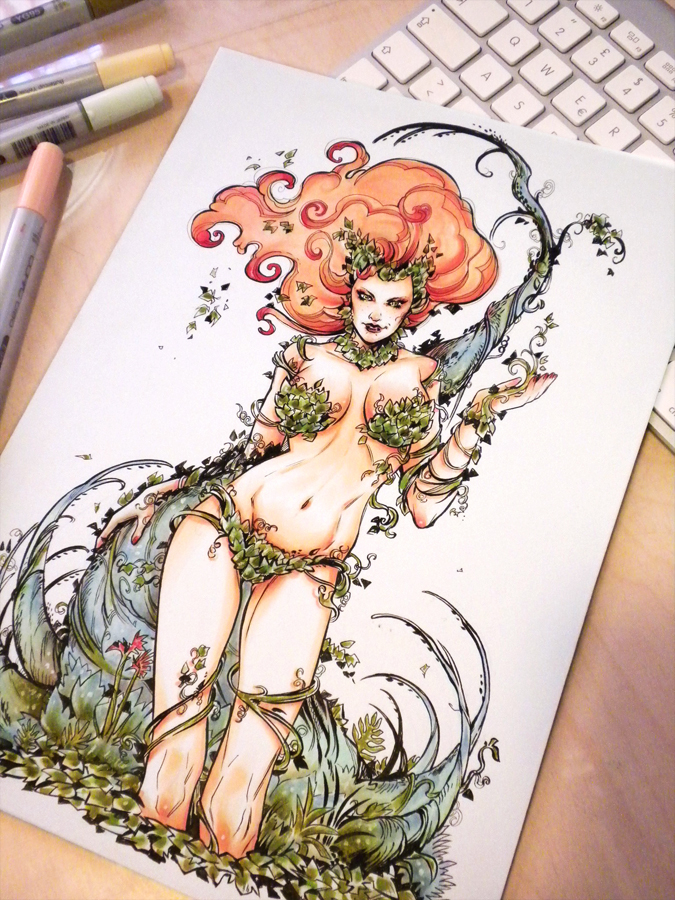 poison ivy Laura Braga copic markers sexy girl