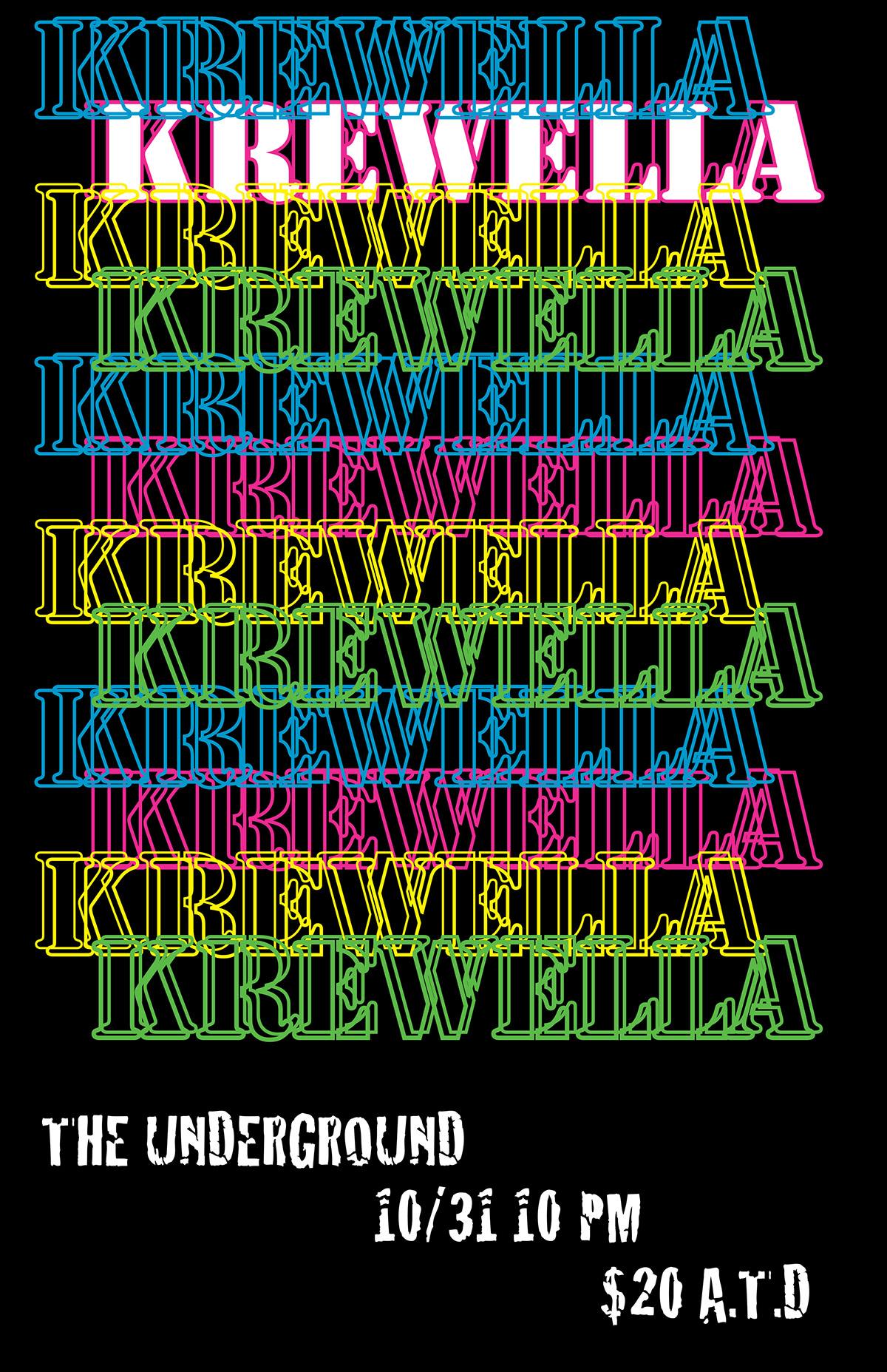 poster type krewella neon colorful