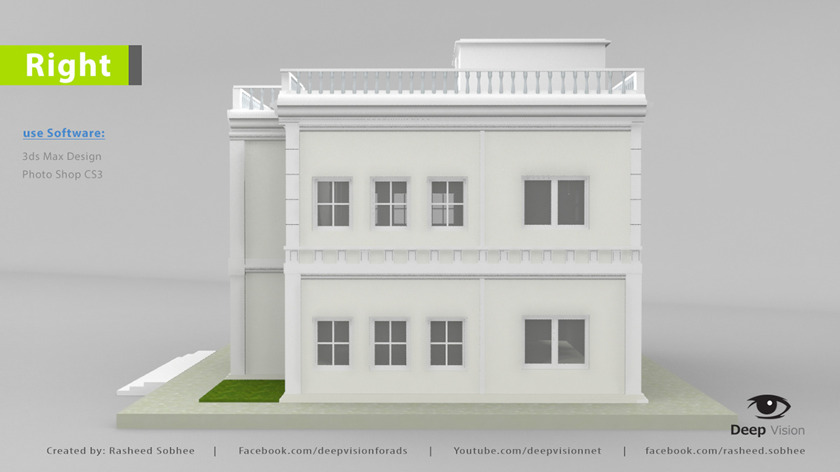 3d villa 3D Autodesk 3dmax 3dsmax model STUDIO MAX Villa house building Render 3D model exterior white villa simple