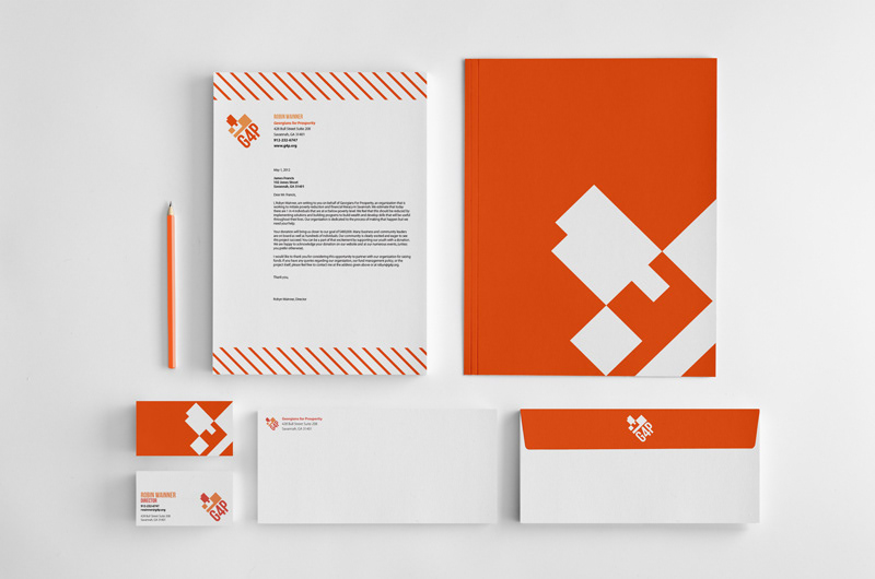 g4p georgians for prosperity identity logo print brochure Booklet business card enevelope Group Project