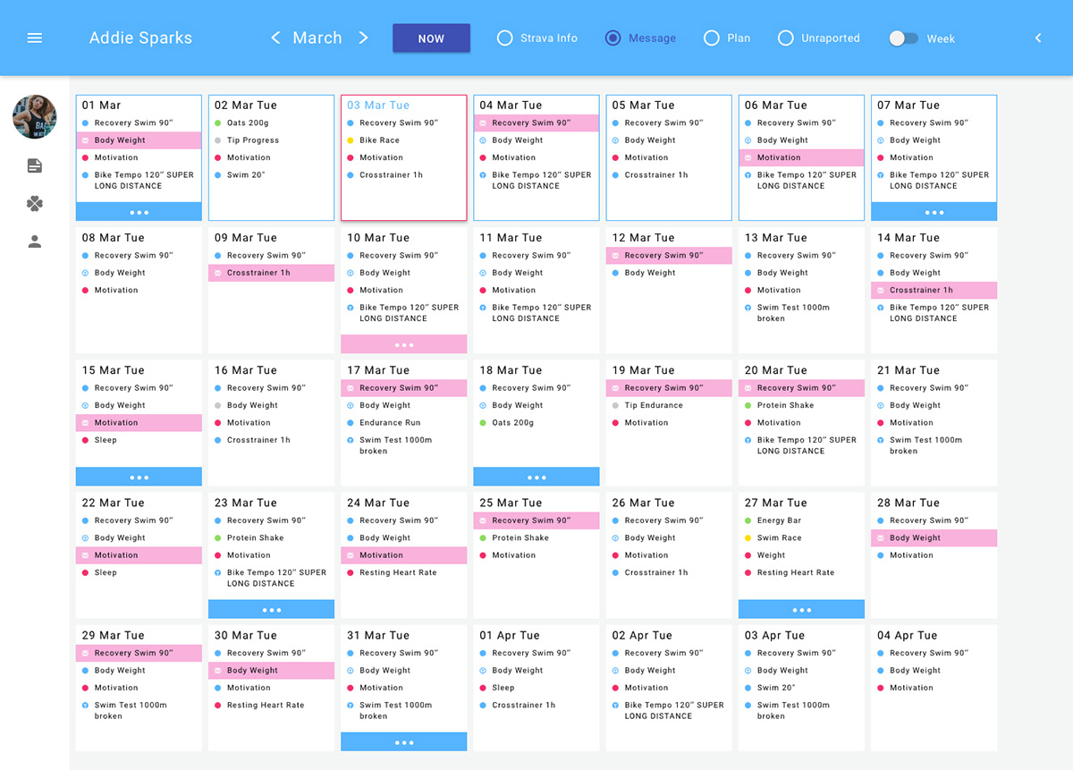 browser app tool admin panel UI/UX calendar material design