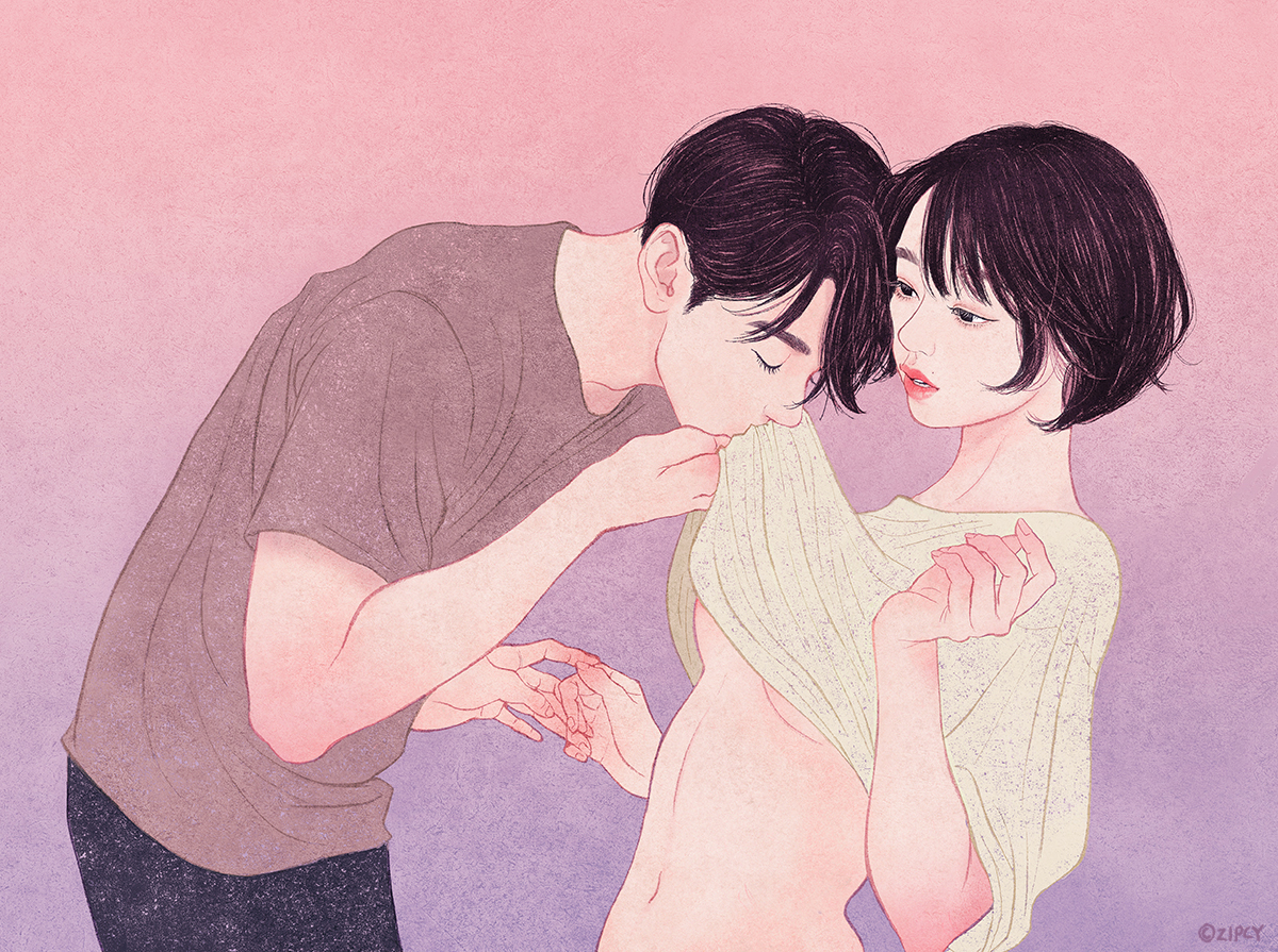 zpicy Love touch couple illust
