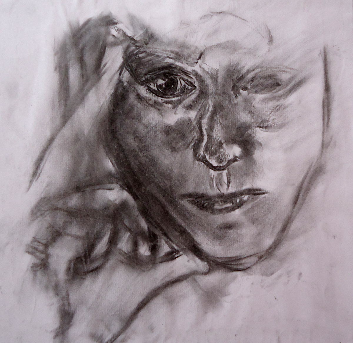ink charcoal Coffee face body black and white On paper figure