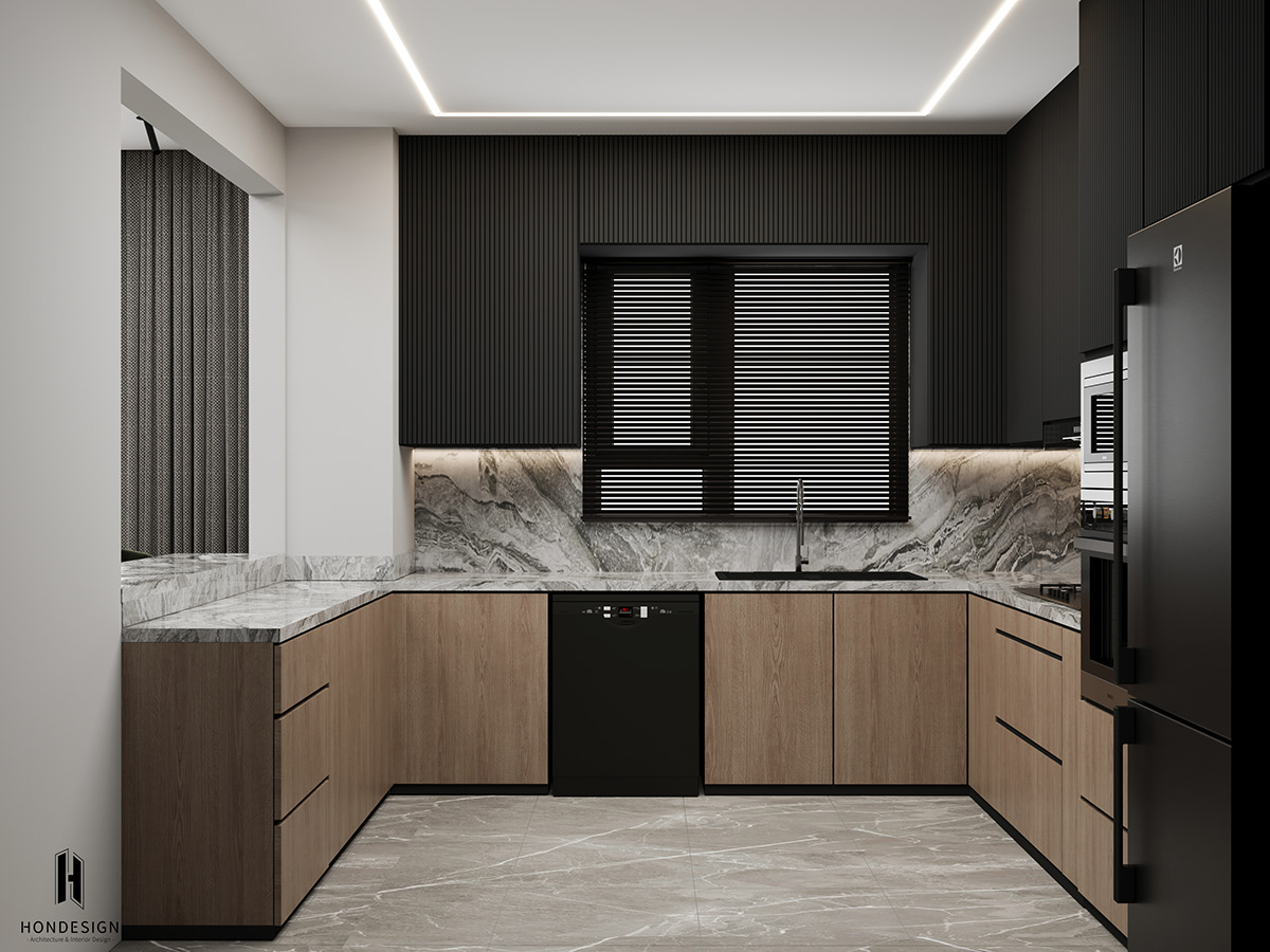 Kitchen Appliance kitchen interior design  Render corona 3ds max modern wood black and white 3dsmax