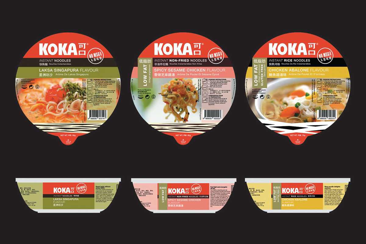 Koka David Clegg pack design brand identity instant noodles Soup