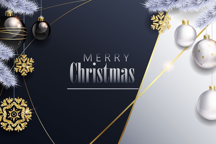 Christmas xmas Holiday modern digital ball lettering festive background concept