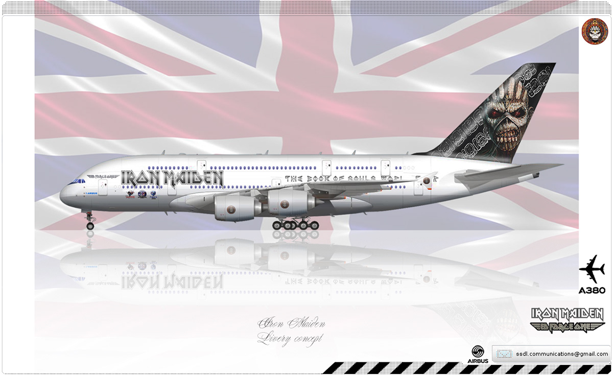airbus a380 airline livery aviation art aviation design Ed Force One Iron Maiden livery concept MAIDEN AUDIO Nebojsa De Luka SUPERSTAR DE LUXE