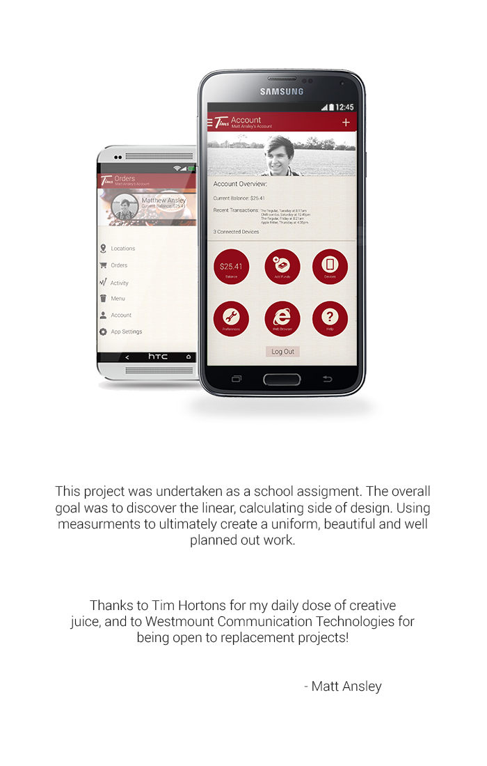 tim hortons Mobile app app concept mock up Andriod KitKat