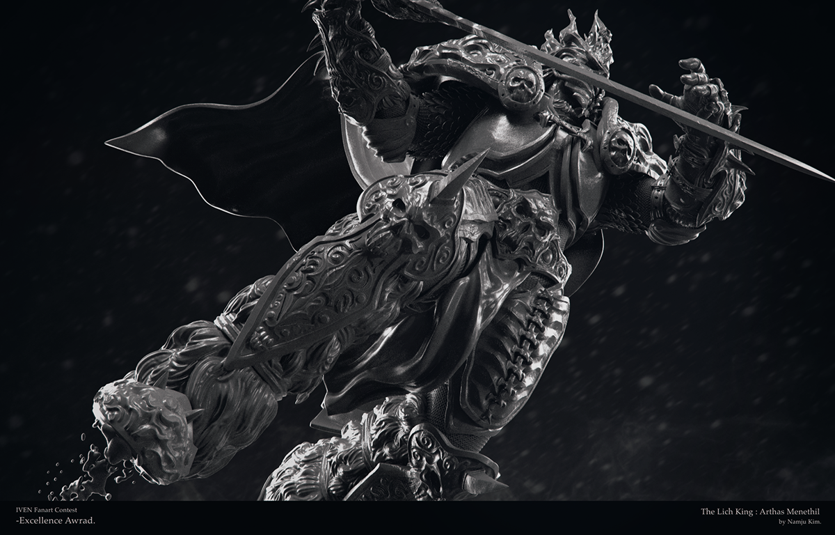 Maya Zbrush modeling Sculpt art CG cinematic arthas menethil warcraft wow game throne Namju keyshot