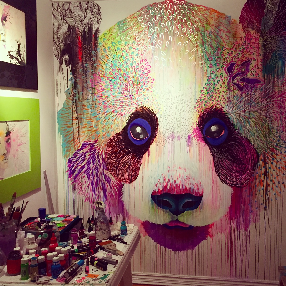 art Mural color Panda  studio Ecuador