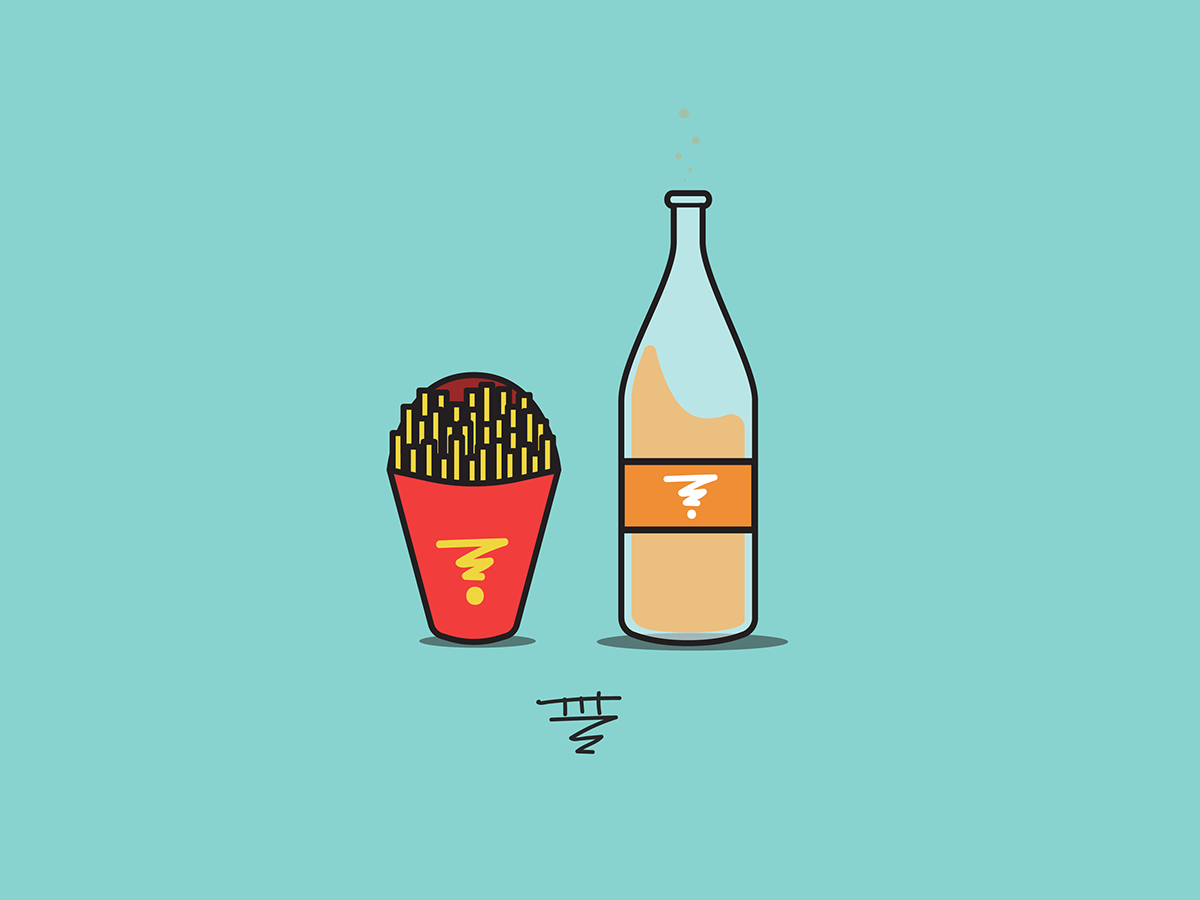 Food  foodie soda Fries design Icon vector Illustrator illustrate